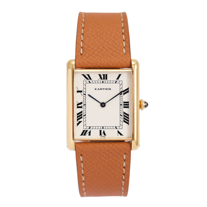 Cartier Mini Tank Louis Gold / Black Leather Wrist Watch for Women