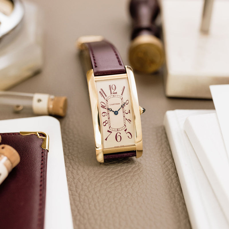 Cartier Tank Cintrée NSO - Yellow gold - Burgundy