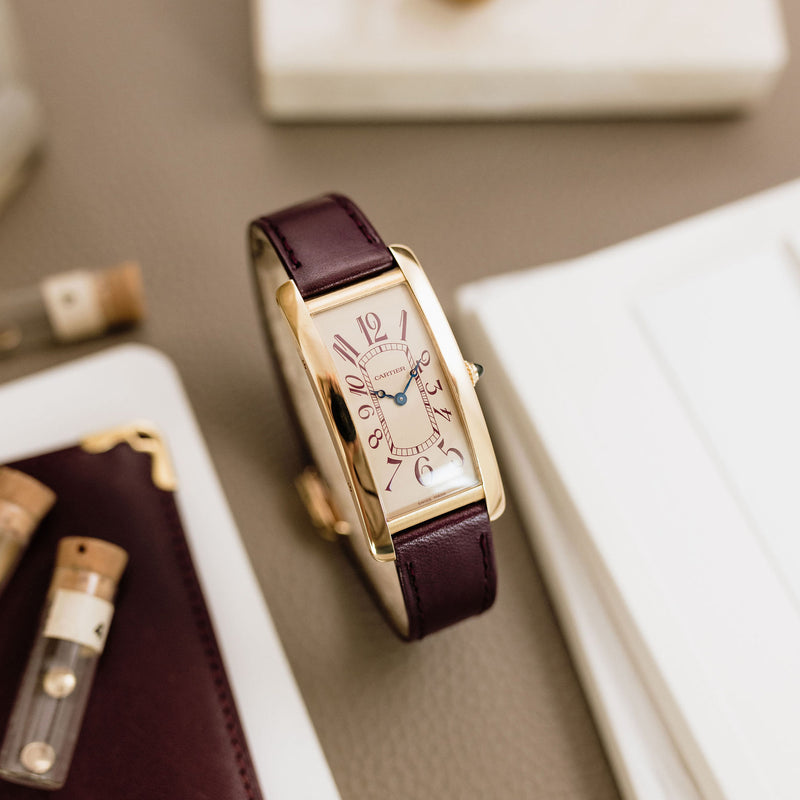 Cartier Tank Cintrée NSO - Yellow gold - Burgundy