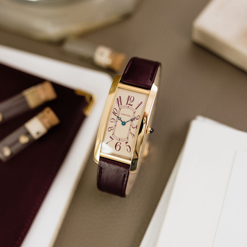 Cartier Tank Cintrée NSO - Yellow gold - Burgundy