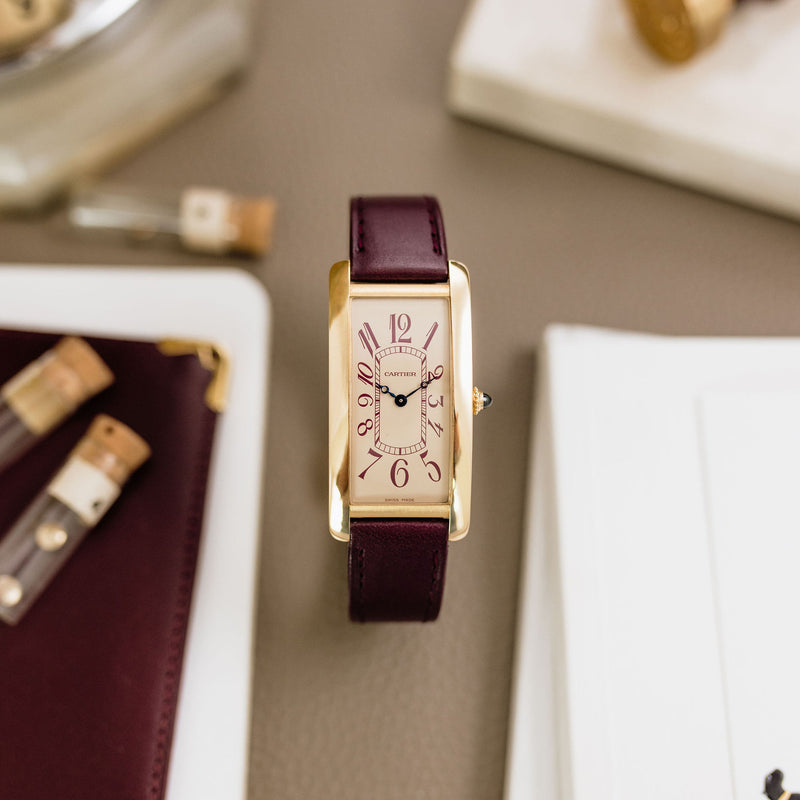 Cartier Tank Cintrée NSO - Yellow gold - Burgundy