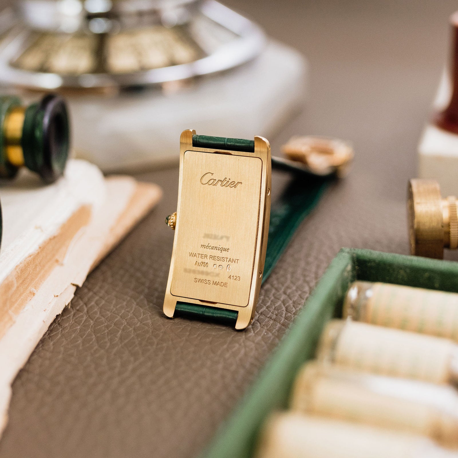 Cartier Tank Cintrée NSO - Yellow gold - Green numerals – Mr Watchley