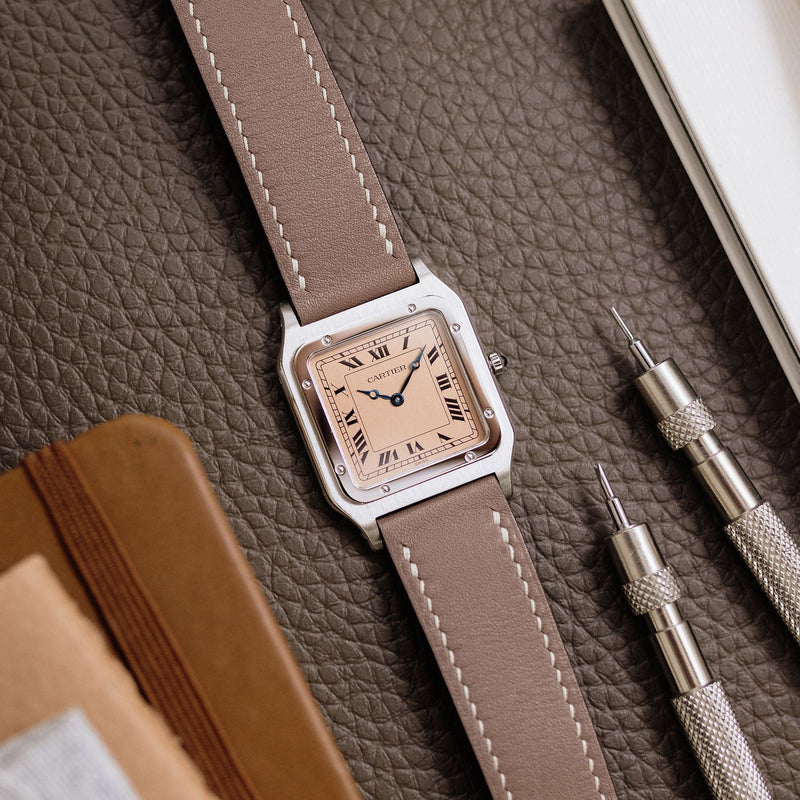 Cartier Santos Dumont 90th anniversary - Platinum - Salmon dial