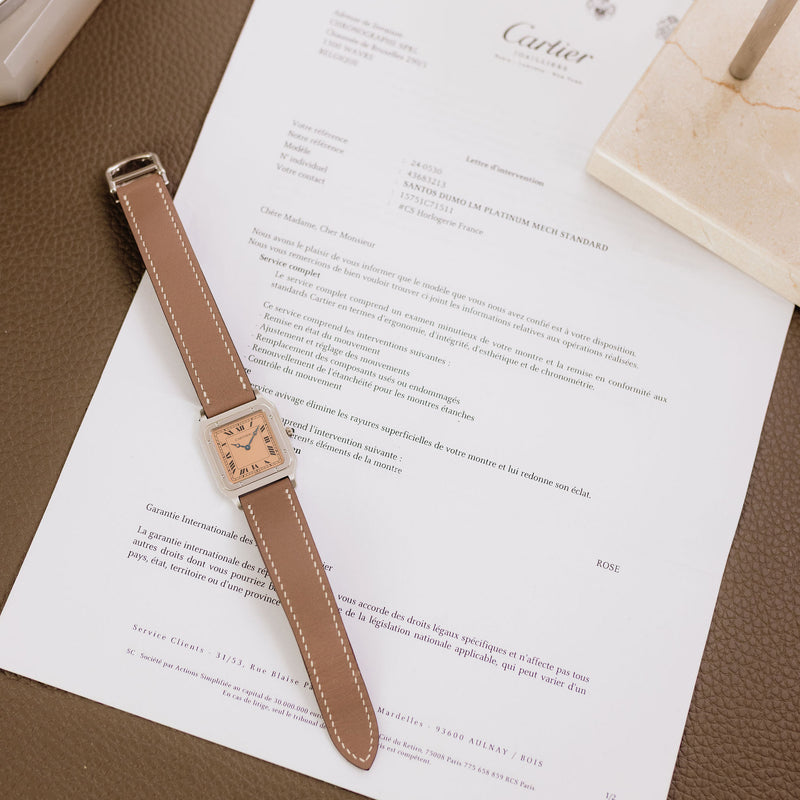 Cartier Santos Dumont 90th anniversary - Platinum - Salmon dial