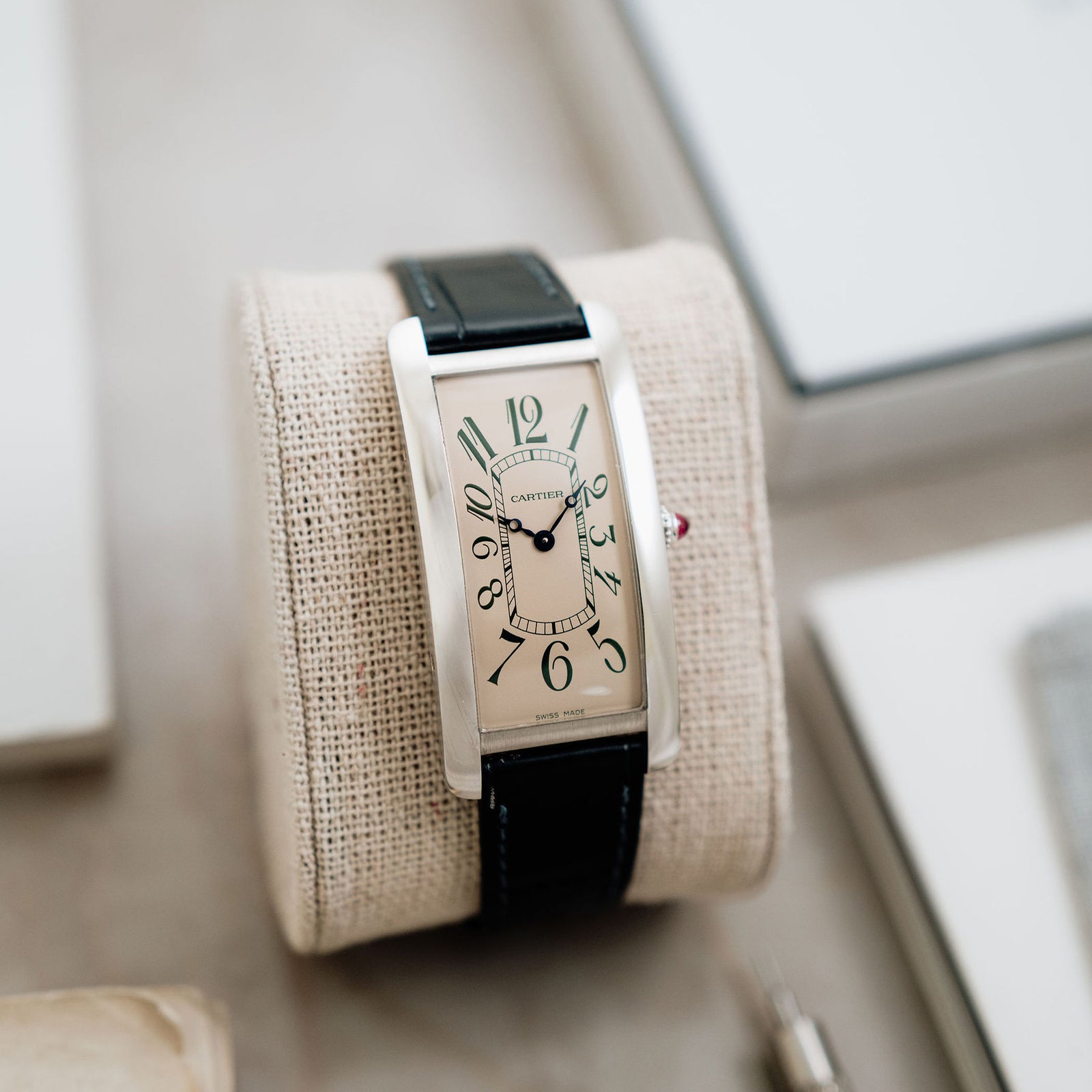 Cartier Tank Cintrée NSO - Platinum - Green Arabic Numerals – Mr