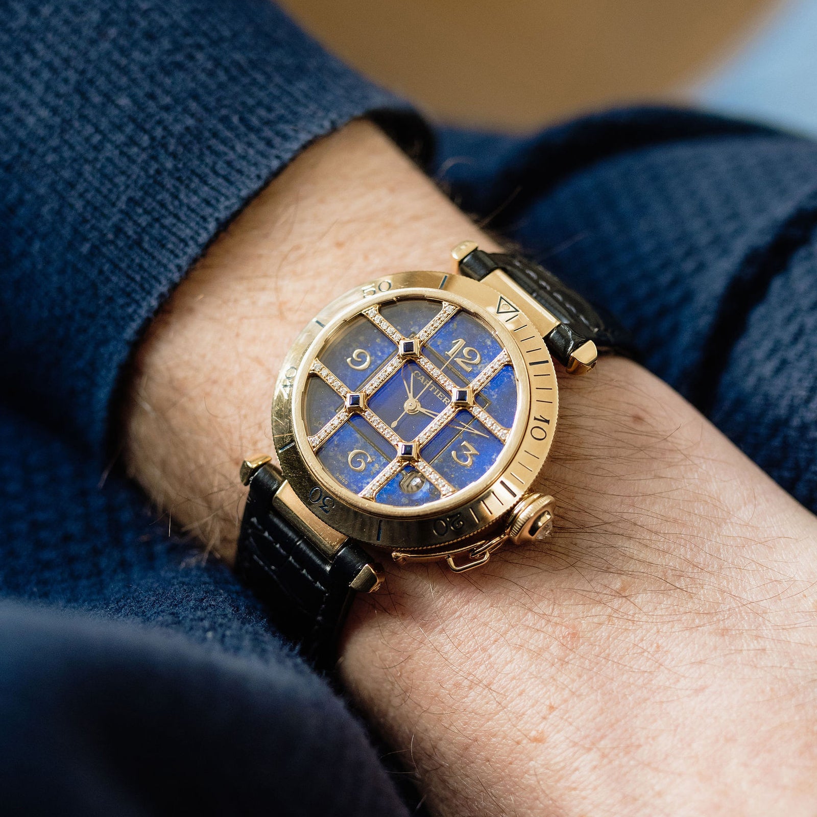 Cartier Pasha Ref. 1023 - Lapis Lazuli Dial with removable diamond
