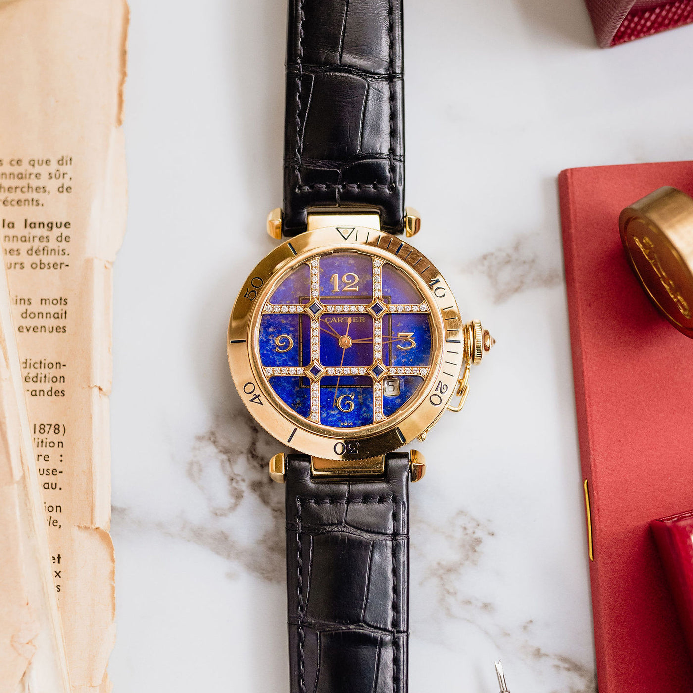 Cartier Pasha Ref. 1023 - Lapis Lazuli Dial with removable diamond