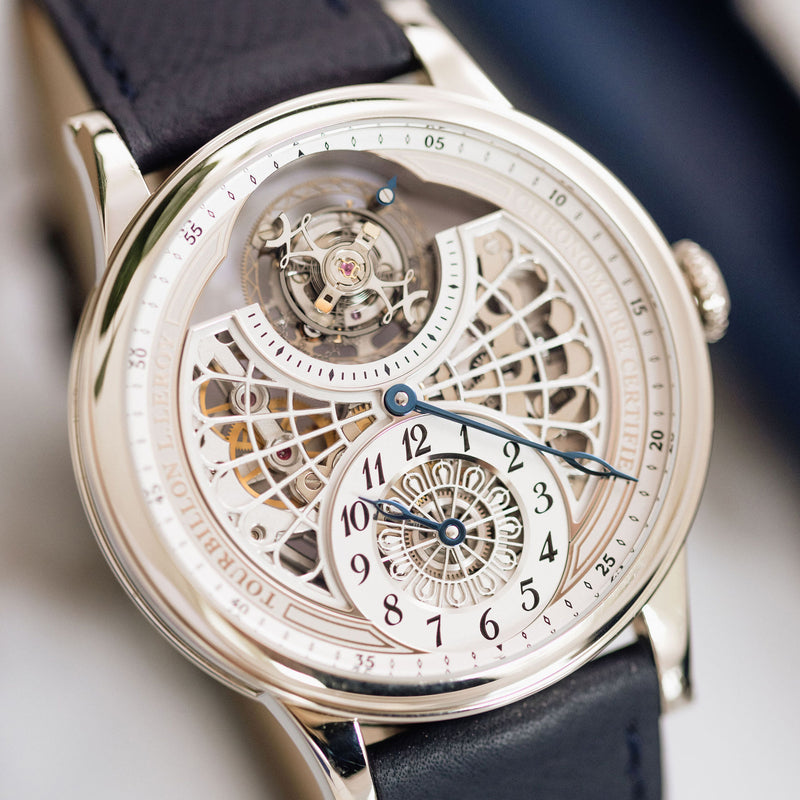 L. Leroy Osmior Tourbillon Régulateur Squelette Art Déco Or Blanc