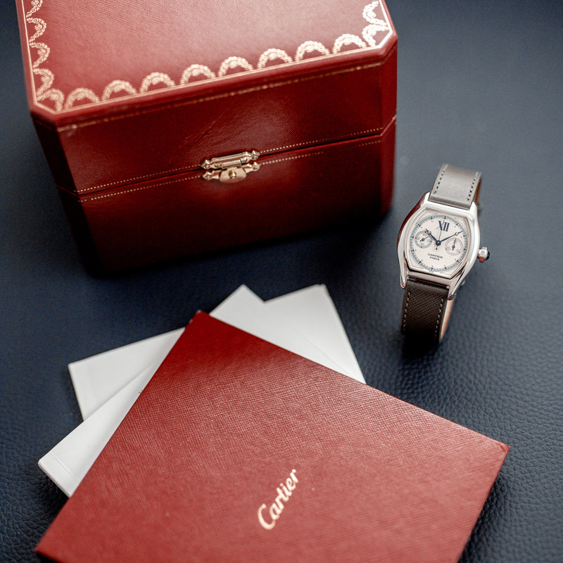 Cartier Tortue Monopoussoir Chronograph 2396 White gold